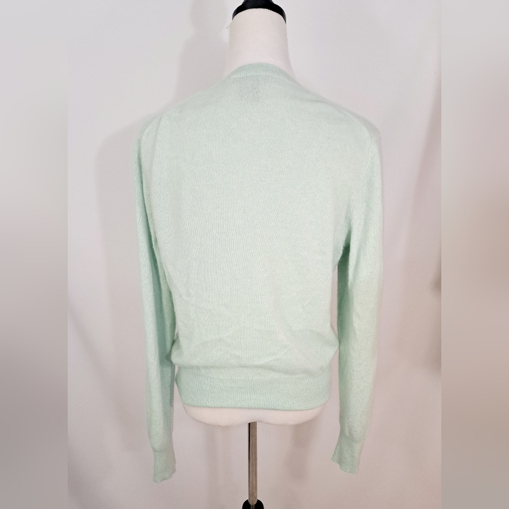 LORD & TAYLOR Mint Green Cashmere Cardigan Sweater - Picture 3 of 15